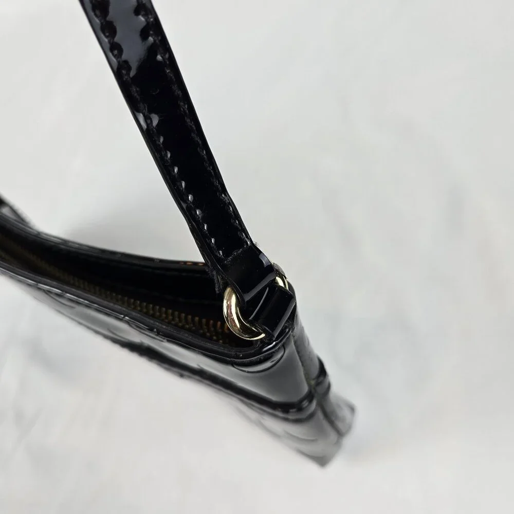 Kate Spade Camellia Street Amy Crossbody Bag Black Patent PVC Debossed Dots